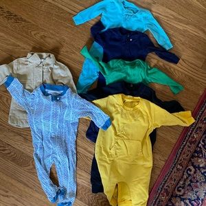 Lot of 3-6 month baby clothes - primary, Burt's Bees, and goumi